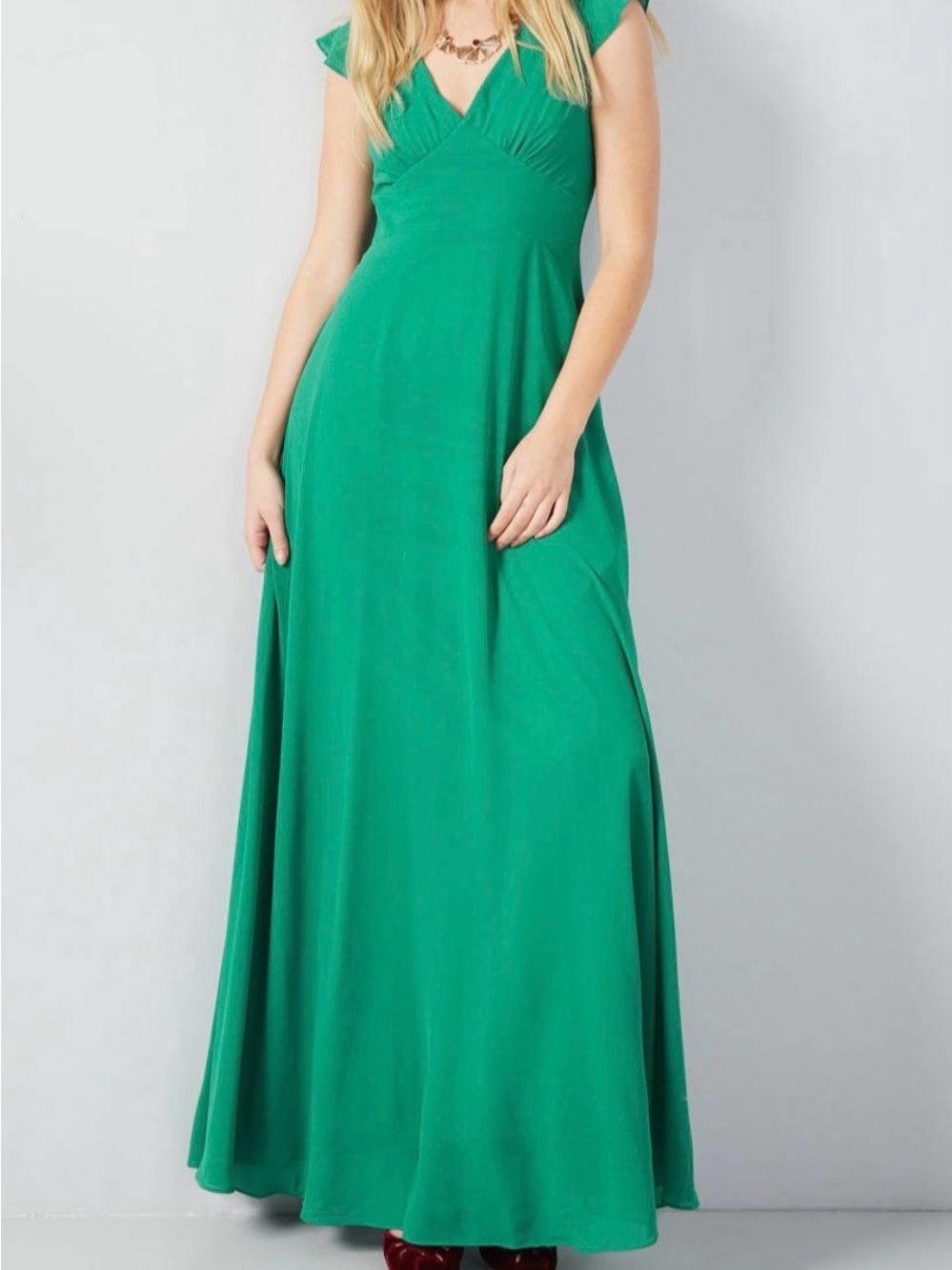 Minuet ModCloth Emerald Green Engagement Maxi Dress